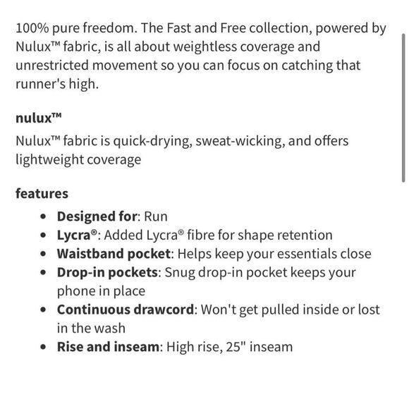 Lululemon Fast Free High Rise Performance Leggings Size 4 Nulux City Grit White - Picture 4 of 12